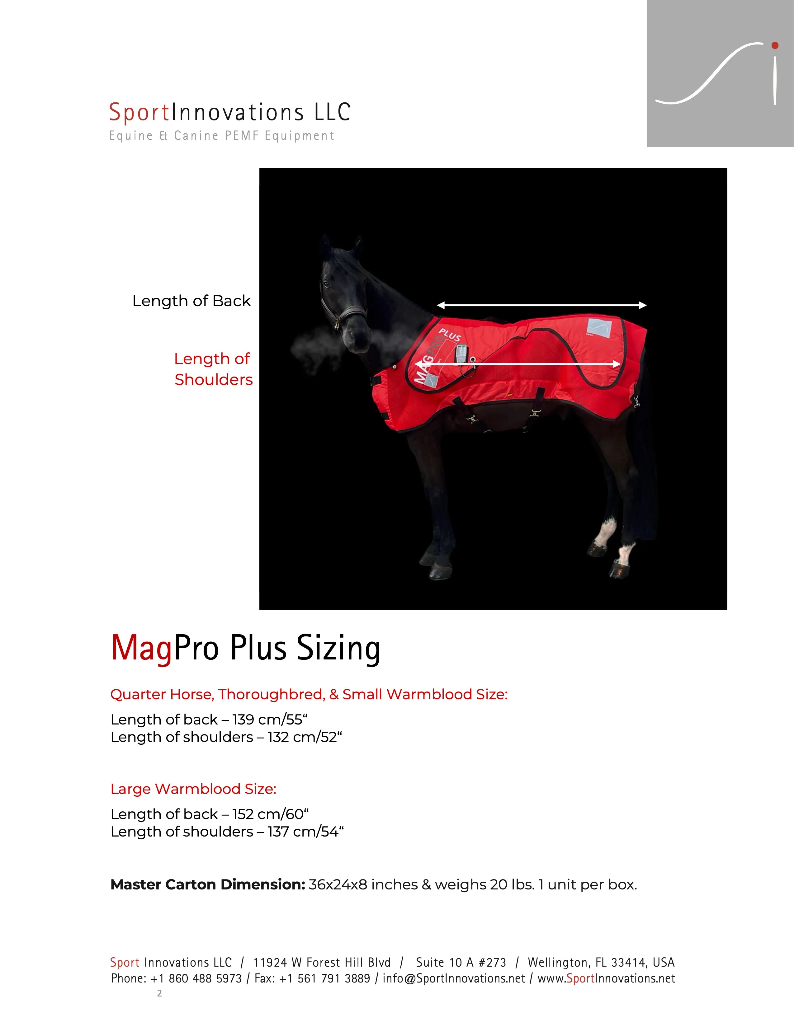 MagPro Plus size chart