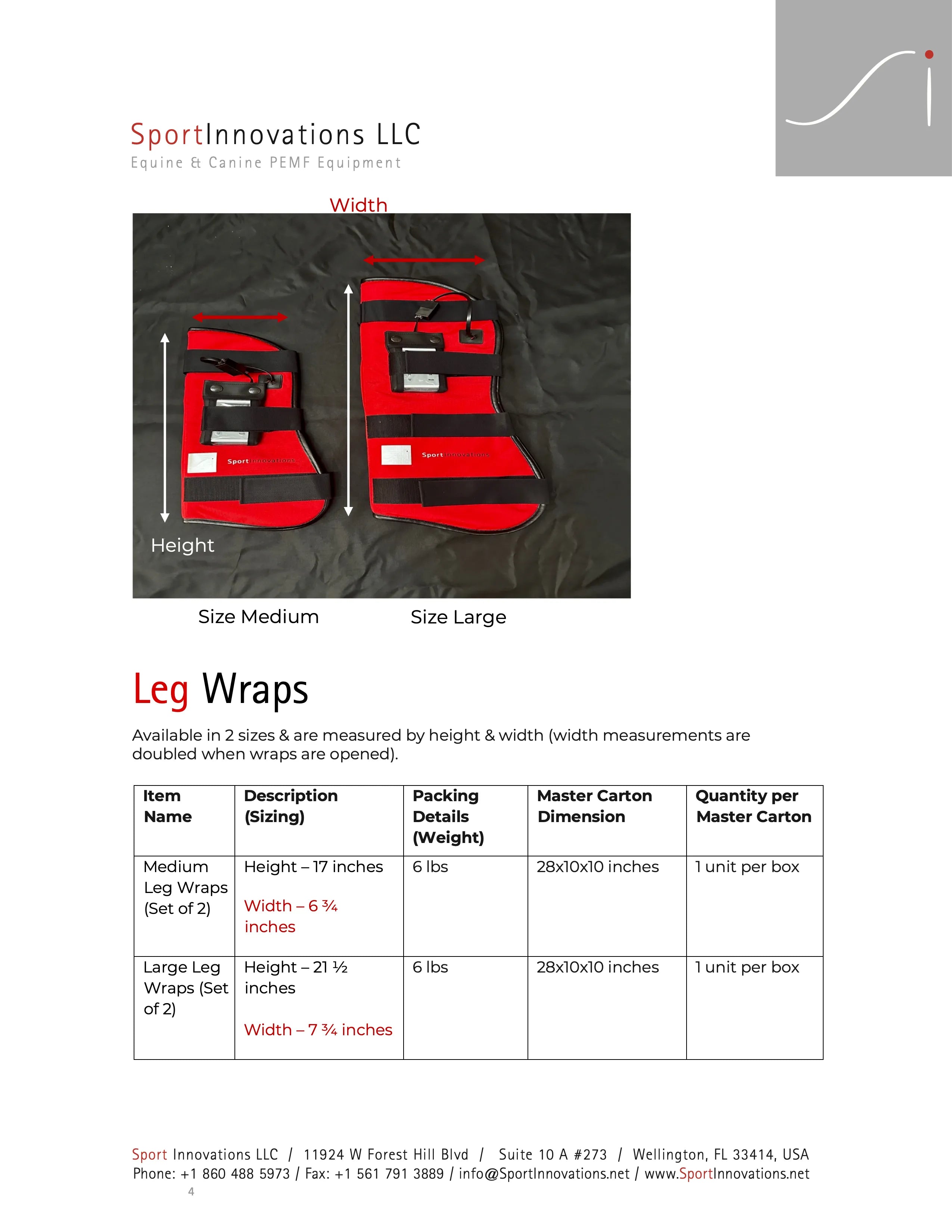 Tabla de tallas de Leg Wraps