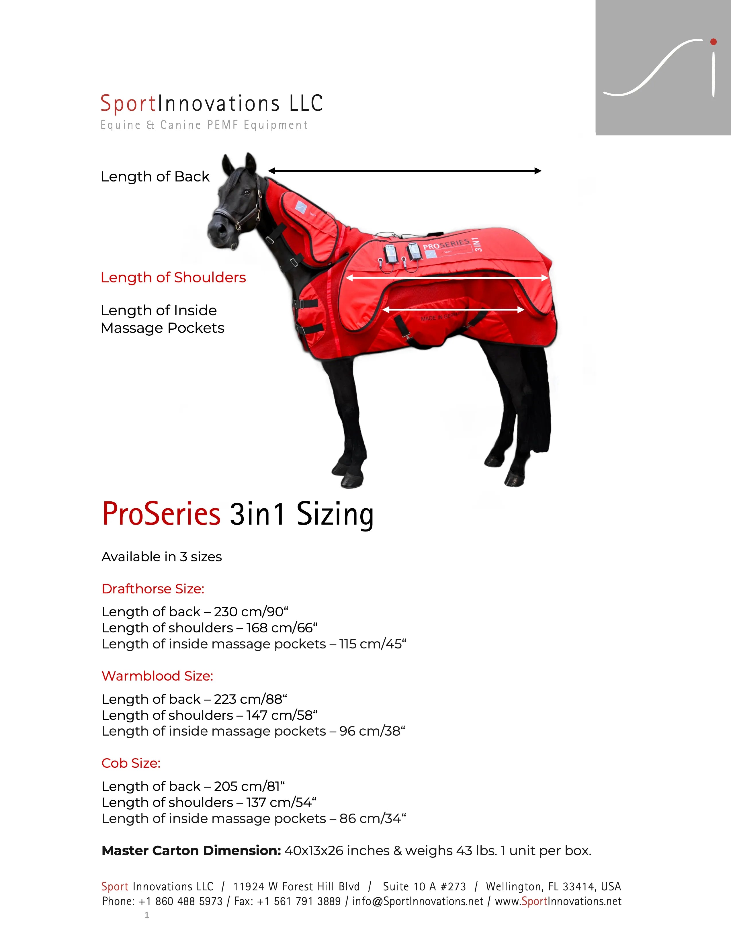 ProSeries 3 in 1 size chart